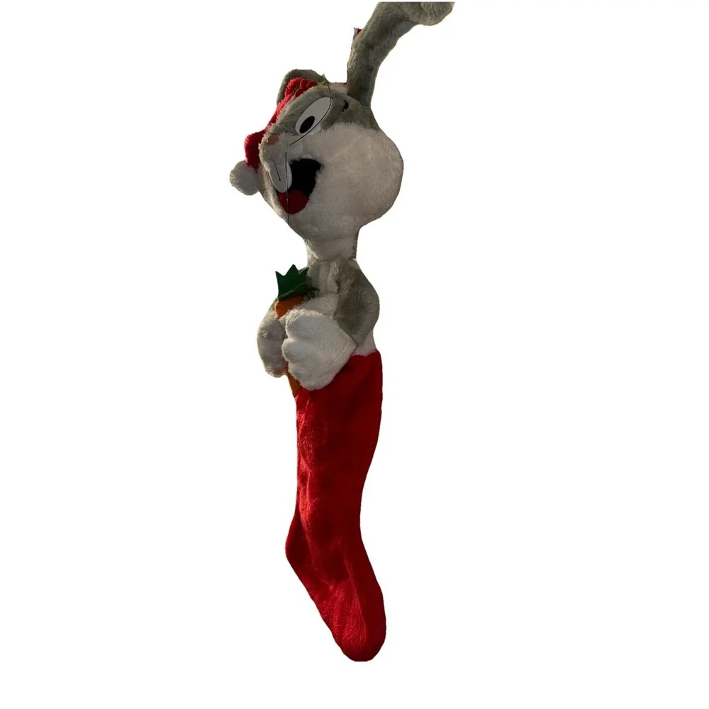 Vtg Bugs Bunny Plush Christmas Stocking Santa Hat Carrot Warner Bro 1990 24